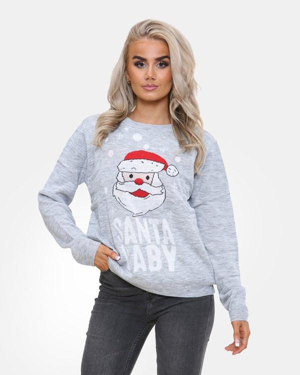 noroze Baby Santa Grey Women Christmas Jumper