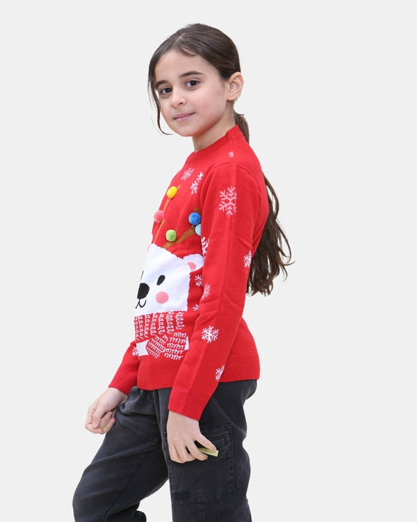 Noroze Bear Red Kids Christmas Jumpers