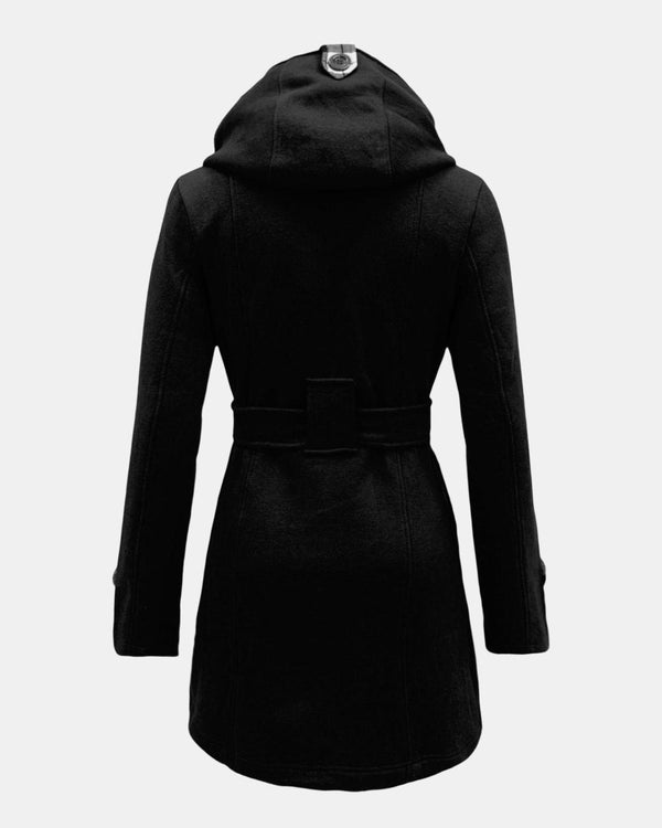 Noroze Black Belted Button Fleece Coat