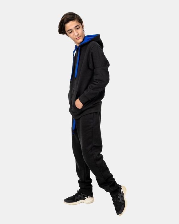 Noroze Black/Blue Contrast Fleece Tracksuit