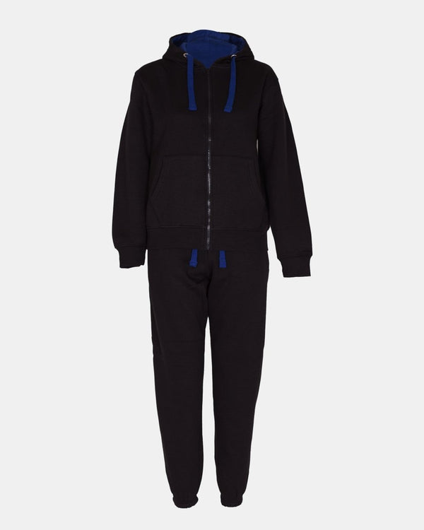 Noroze Black/Blue Contrast Fleece Tracksuit