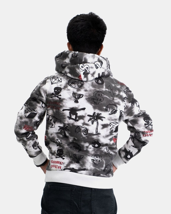Noroze Black Boys Tie Dye Gaming Pullover Hoodie