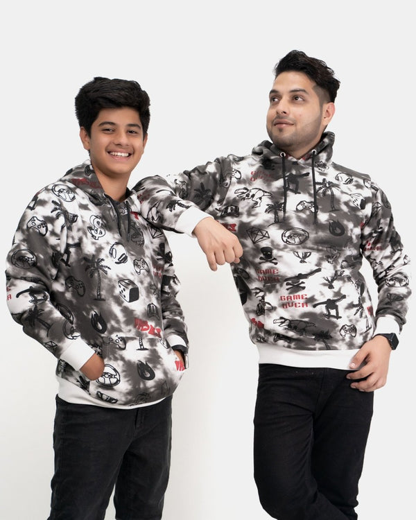 Noroze Black Boys Tie Dye Gaming Pullover Hoodie