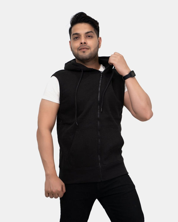 Noroze Black Casual Zip-Up Men's Hoodie