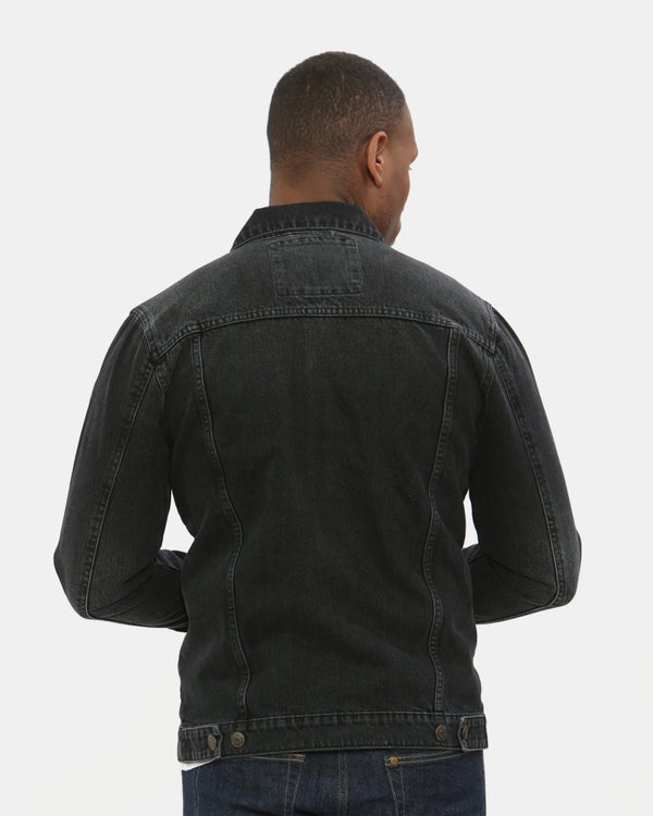 Noroze Black Classic Washed Denim Jacket