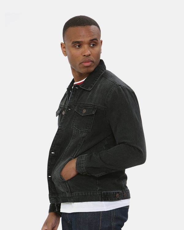 Noroze Black Classic Washed Denim Jacket