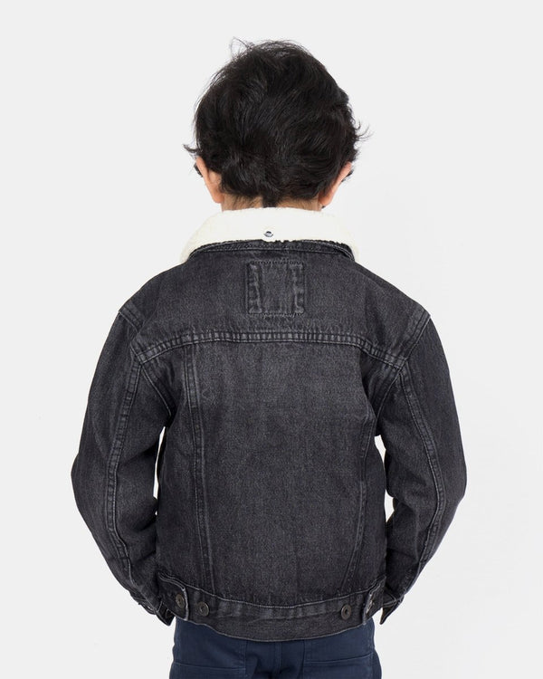 Noroze Black Detachable Sherpa Collar Kids Jacket