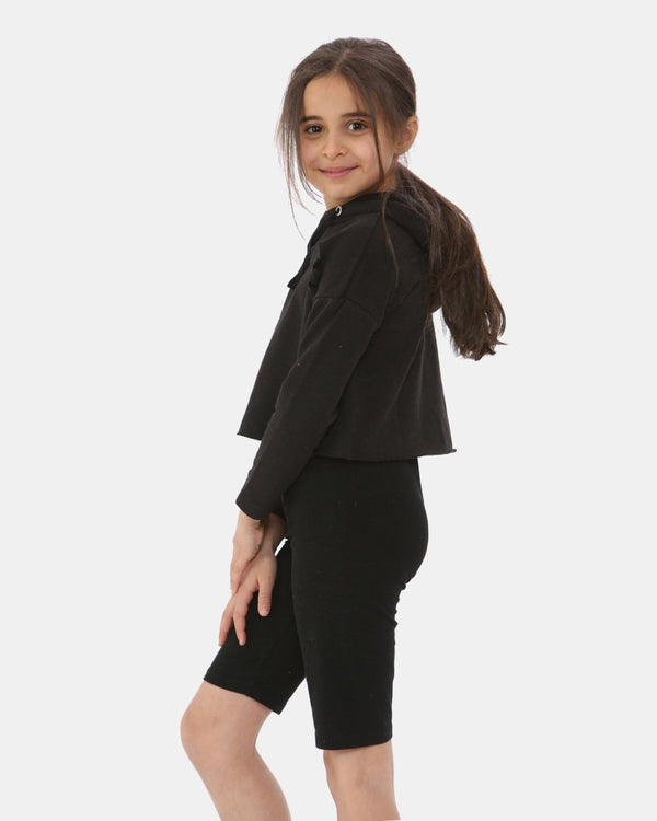 Noroze Black Girl's Long-Sleeve Hoodie