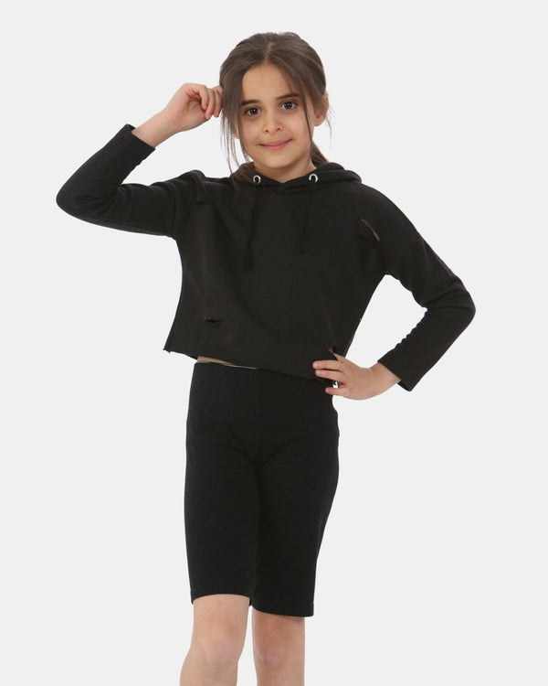 noroze Black Girl's Long-Sleeve Hoodie