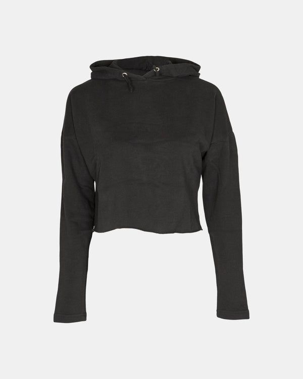 Noroze Black Girls Plain Crop Hoodie