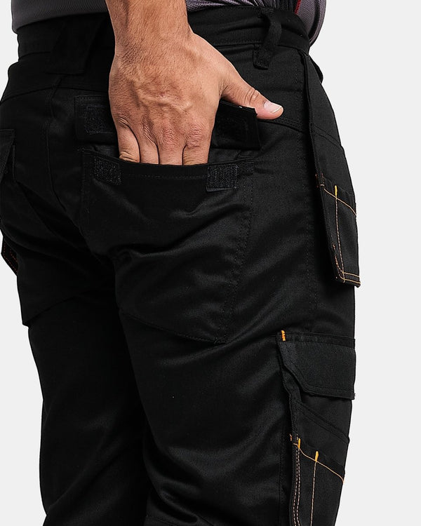 Noroze Black Heavy-Duty Cargo Work Trouser