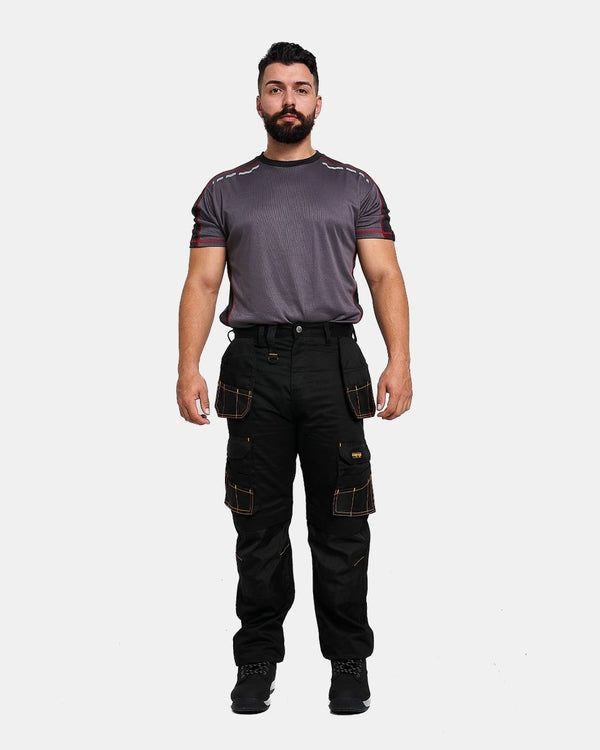 noroze Black Heavy-Duty Cargo Work Trouser