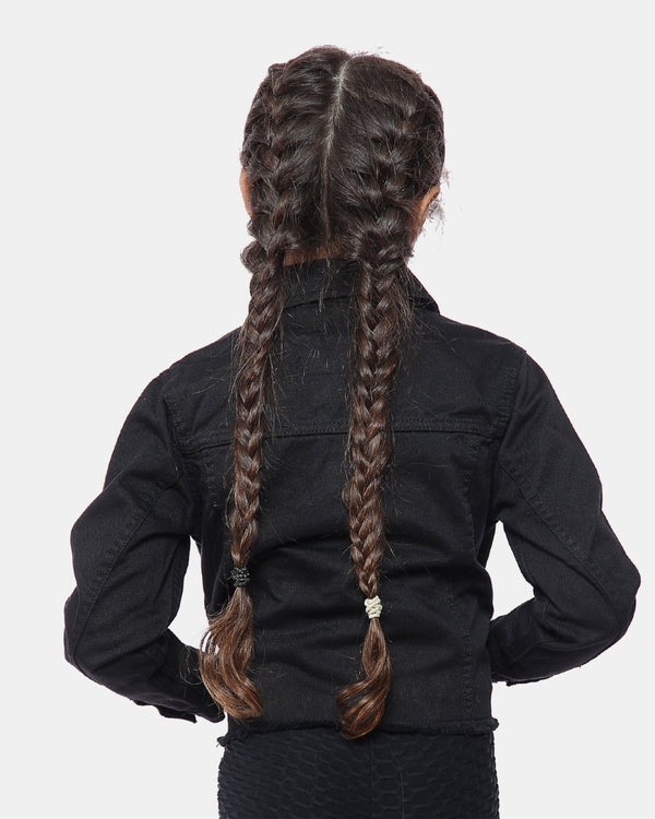 Noroze Black Kid's Cropped Denim Jacket