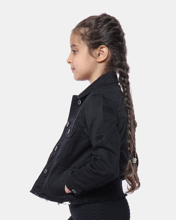 Noroze Black Kid's Cropped Denim Jacket
