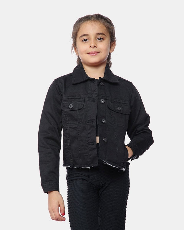 noroze Black Kid's Cropped Denim Jacket