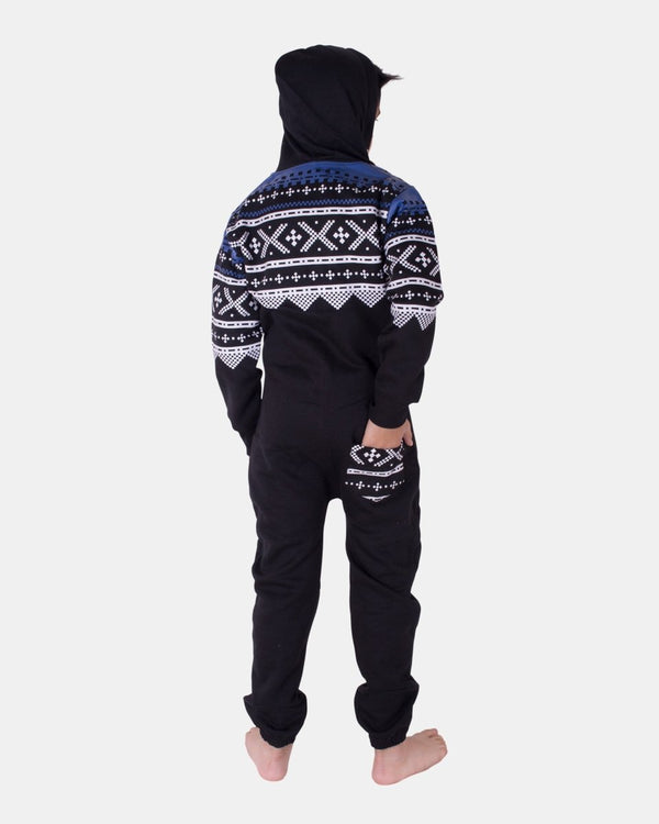Noroze Black Kids Aztec Hooded Onesie