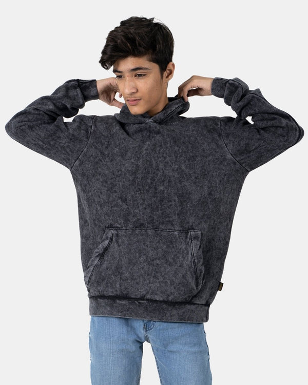Noroze Black Kids Bleach-Effect Hoodie