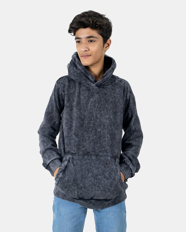 noroze Black Kids Bleach-Effect Hoodie