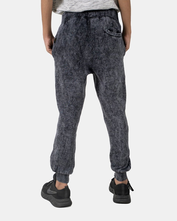 Noroze Black Kids Bleach-Effect Sweatpants