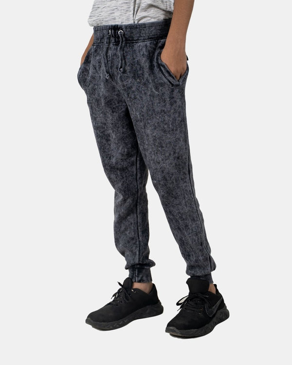 Noroze Black Kids Bleach-Effect Sweatpants
