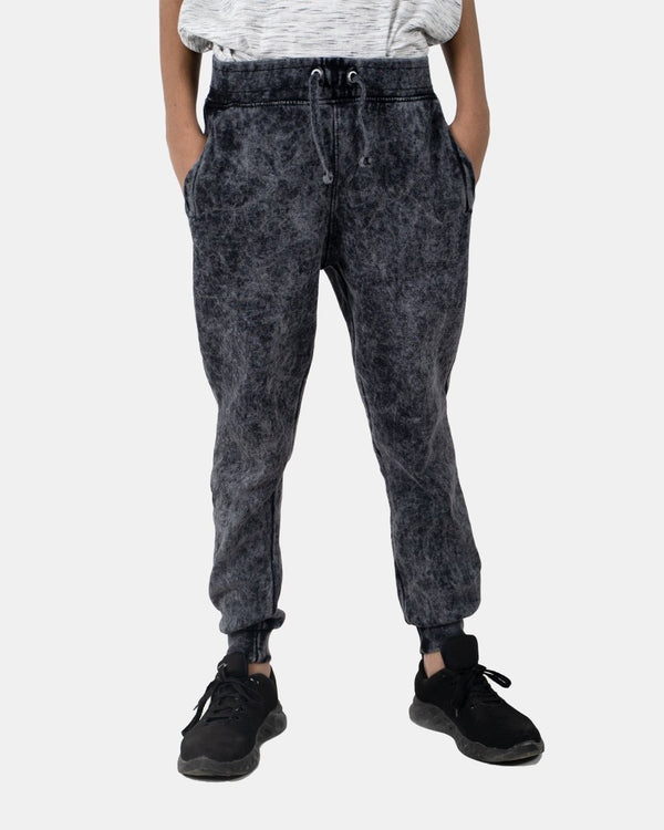 noroze Black Kids Bleach-Effect Sweatpants