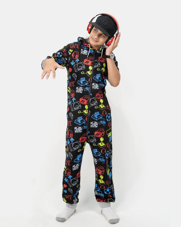 Noroze Black Kids Gaming Onesie