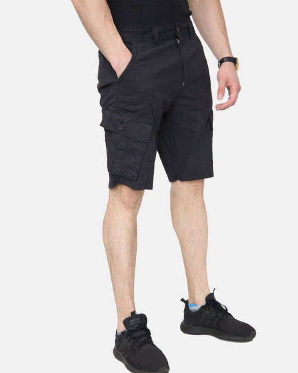 Noroze Black Knee Length Cargo Shorts