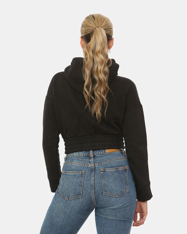 Noroze Black Ladies Zip-Crop Hoodie