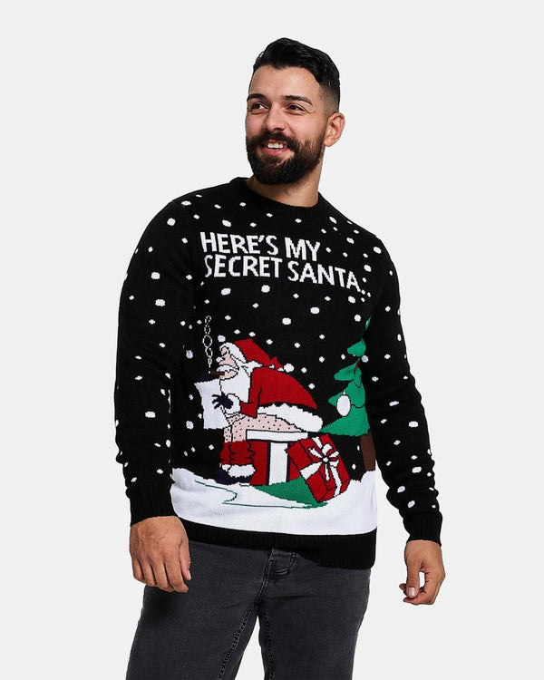 Noroze Black Lightweight Santa Printed Jumper