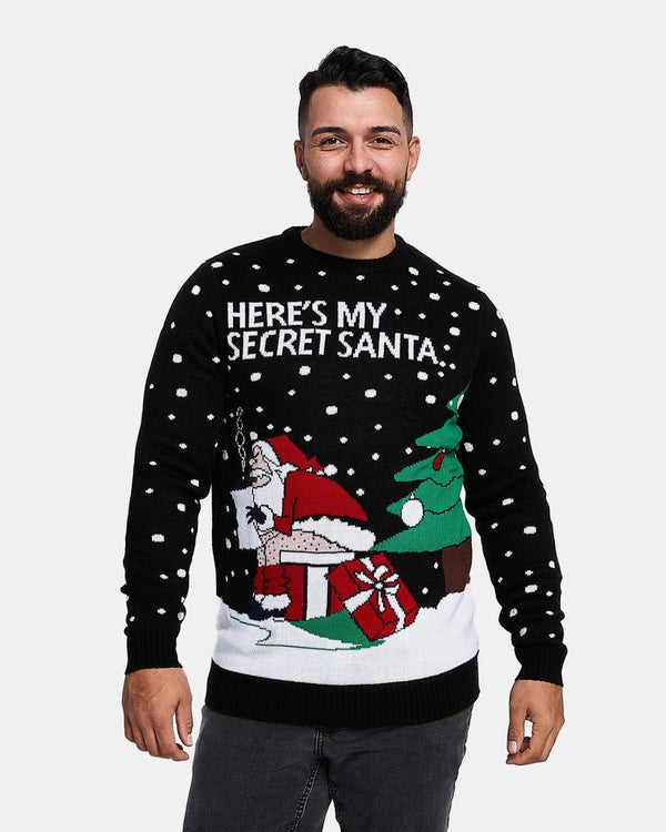 noroze Black Lightweight Santa Printed Jumper