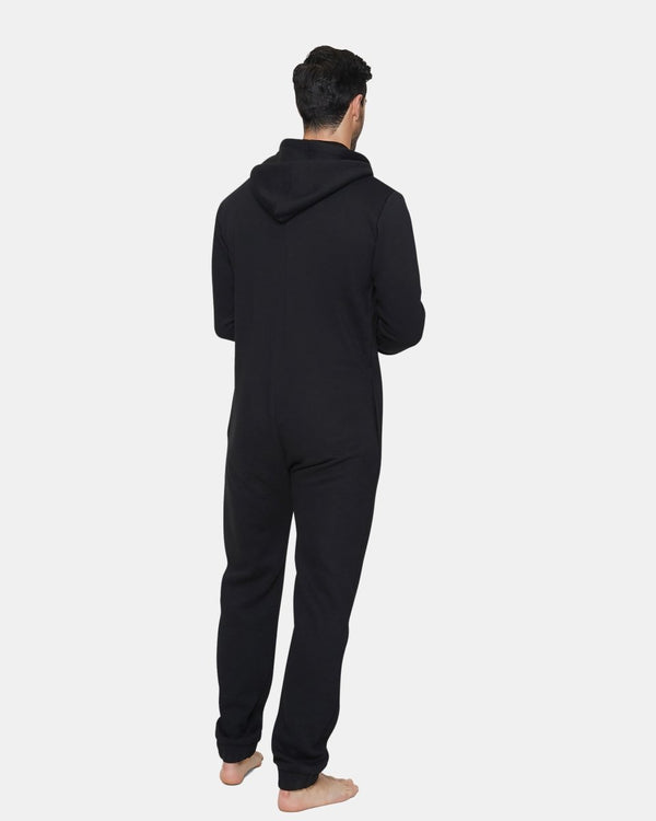 Noroze Black Men's Plain Contrast Sleeve Onesie