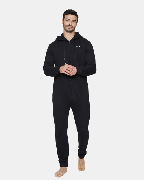 noroze Black Men's Plain Contrast Sleeve Onesie