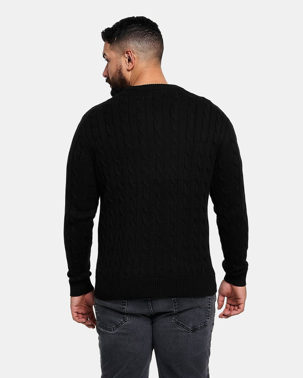 Noroze Black Mens Cable Knit Jumper
