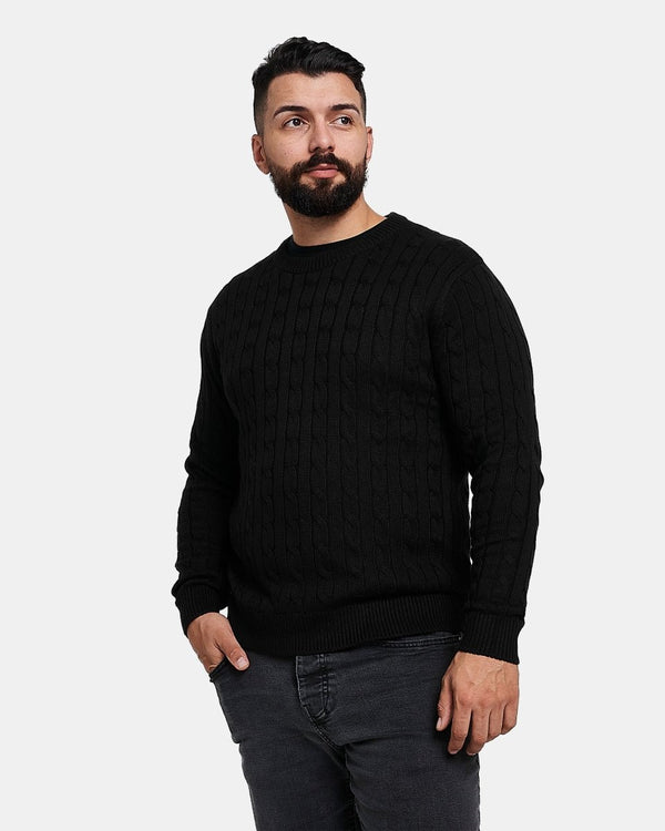 Noroze Black Mens Cable Knit Jumper