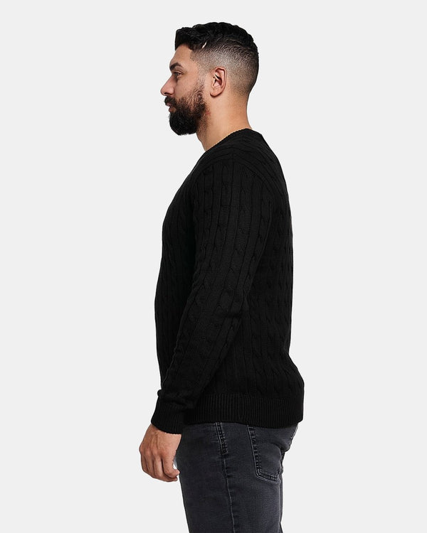 Noroze Black Mens Cable Knit Jumper
