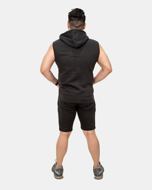 Noroze Black Mens S-Less Short Tracksuit Set