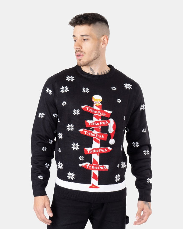 Noroze Black Pub Reindeer Novelty Jumpers