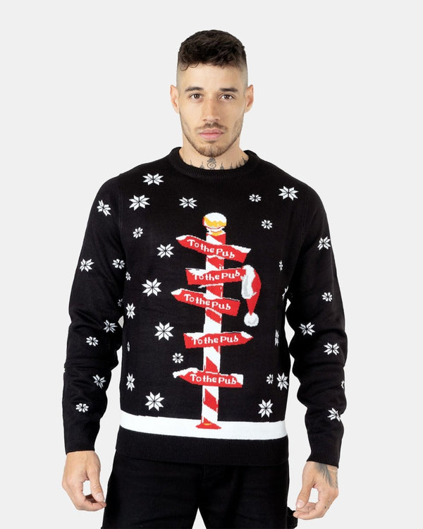 noroze Black Pub Reindeer Novelty Jumpers