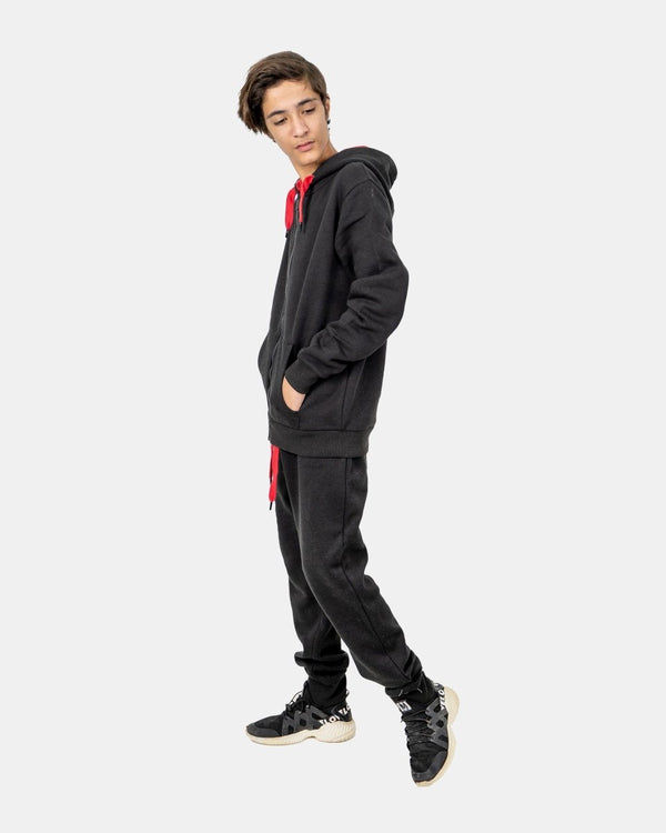 Noroze Black/Red Contrast Fleece Tracksuit