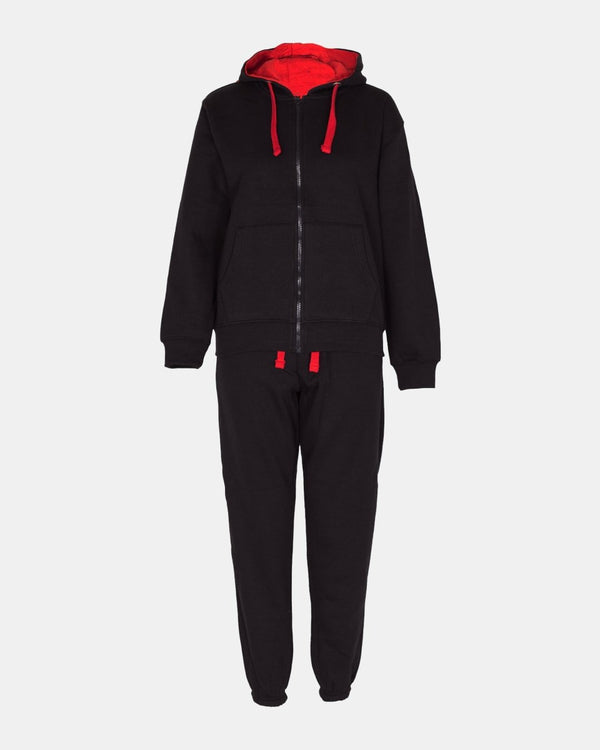 Noroze Black/Red Contrast Fleece Tracksuit