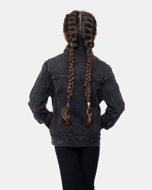 Noroze Black Ribbed Vintage Denim Jacket