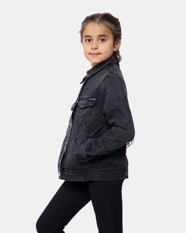 Noroze Black Ribbed Vintage Denim Jacket