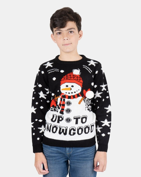 Noroze Black Santa Fairisle Kids Christmas Jumper
