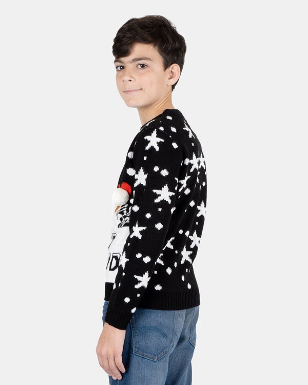Noroze Black Santa Fairisle Kids Christmas Jumper