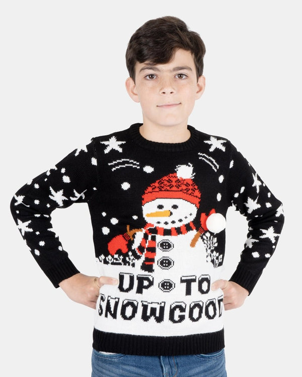 noroze Black Santa Fairisle Kids Christmas Jumper