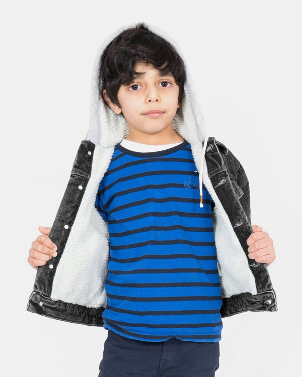 Noroze Black Sherpa Fleece Hood Jacket