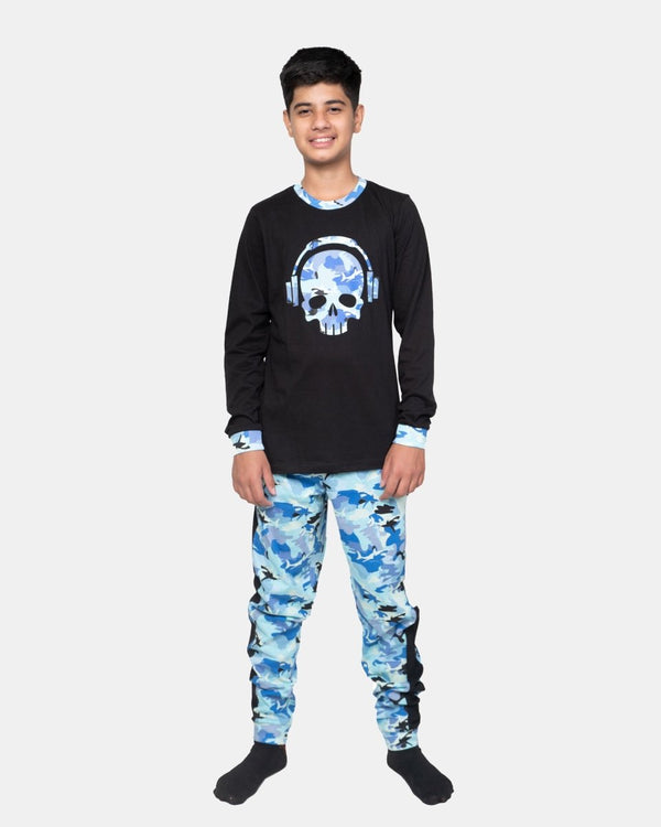 Noroze Black Skull Gaming Print Pyjamas