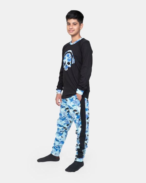 Noroze Black Skull Gaming Print Pyjamas