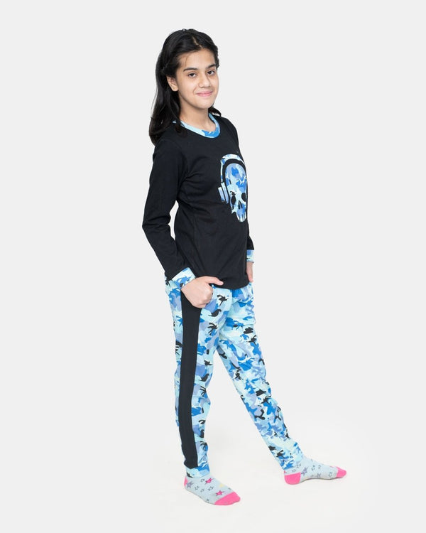 Noroze Black Skull Gaming Print Pyjamas