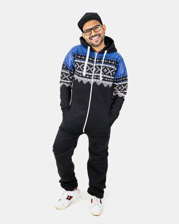 noroze Black Stylish Aztec Mens Onesie